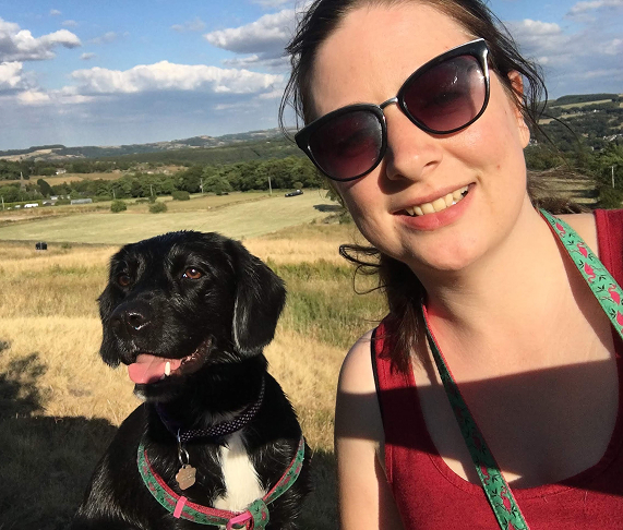 Lizzie with a dog